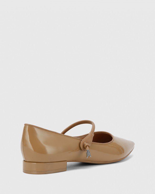 Wittner Meara Taupe Patent & Nappa Leather Point Toe Flat