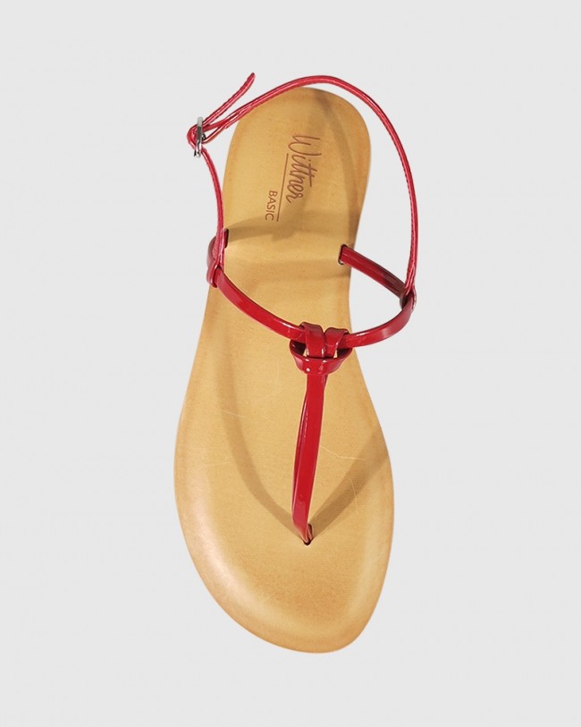 Wittner Frisco Red Mirror Patent Flat Sandal