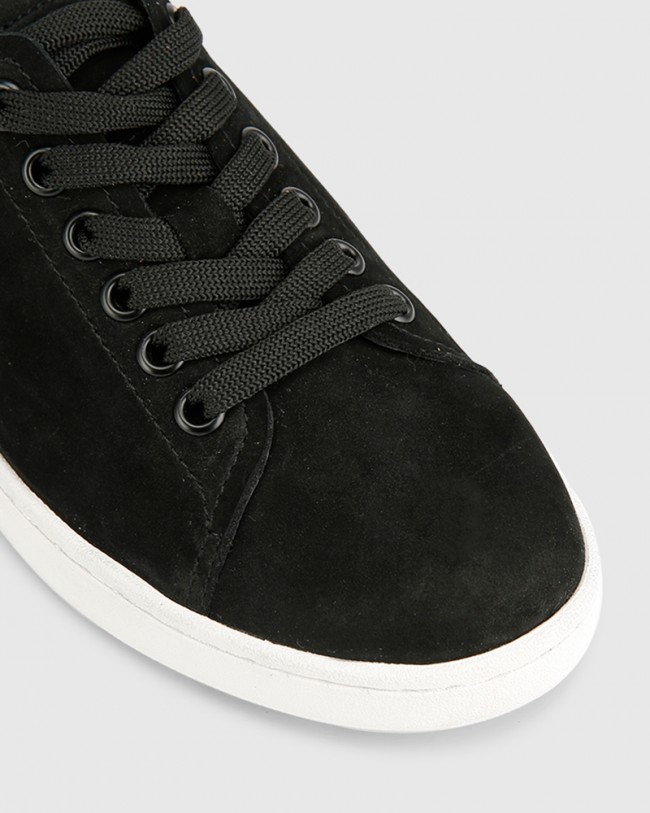 Wittner Graphite Black Nubuck Leather Lace Up Sneaker