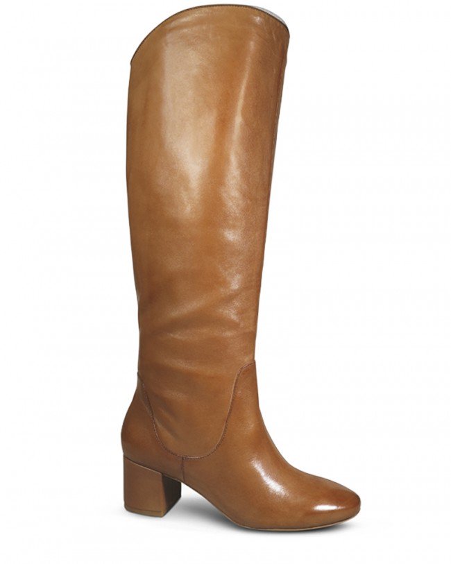 Wittner Andrei Tan Leather Block Heel Knee High Boot