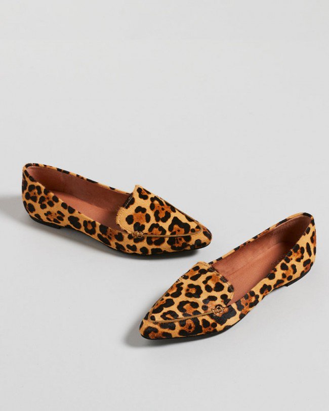 Wittner Packham Leopard Print Pony Hair Pointed Toe Loafer