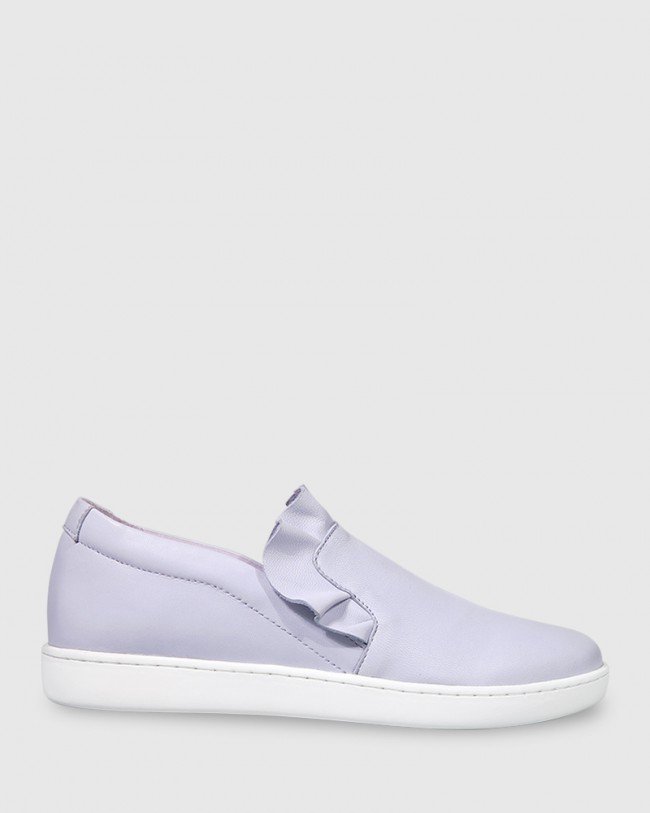 Wittner Anner Lilac Leather Ruffle Detail Sneaker
