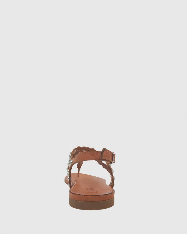 Wittner Kezia Coconut Leather Silver Stud Flat Sandal