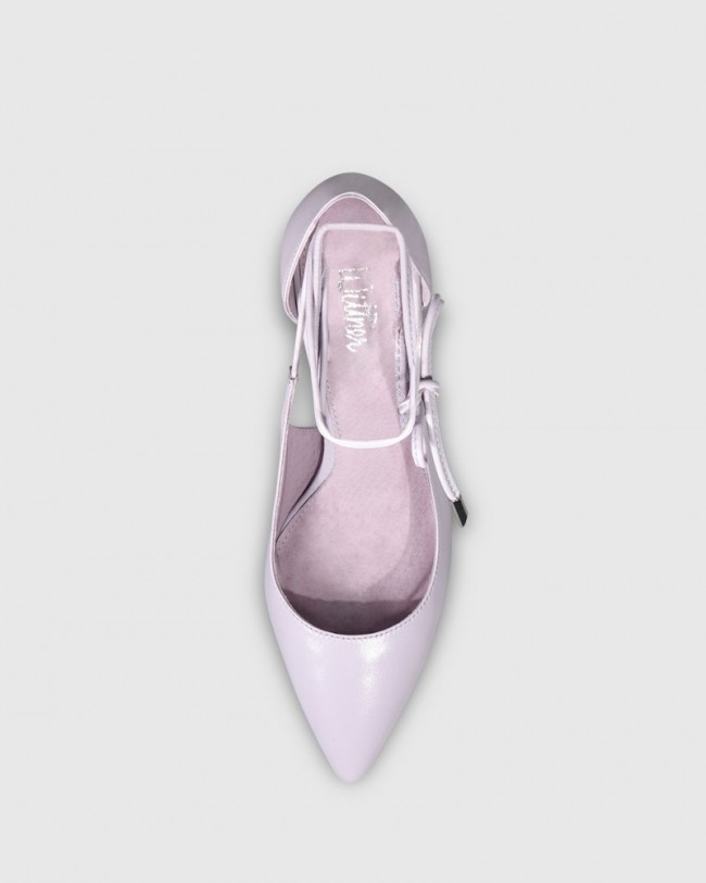 Wittner Hennessy Lilac Leather Ankle Wrap Block Heel