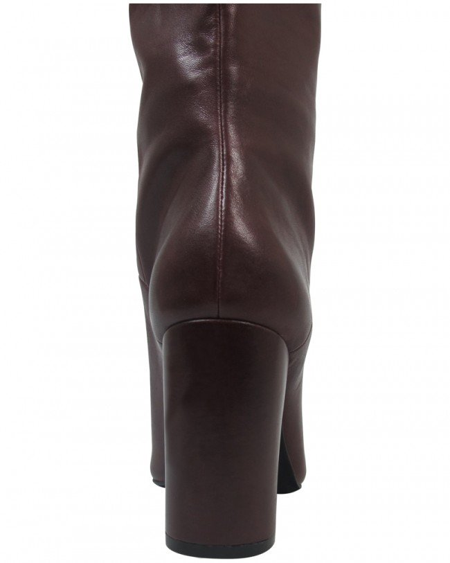 Wittner Sherman Burgundy Leather Block Heel Knee High Boot