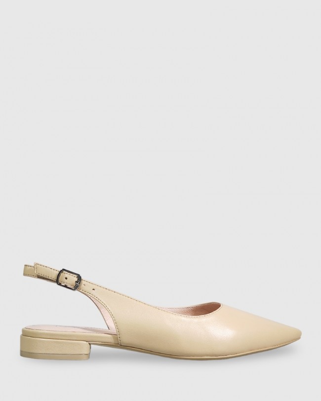 Wittner Misty Honey Leather Pointed Toe Slingback Flat