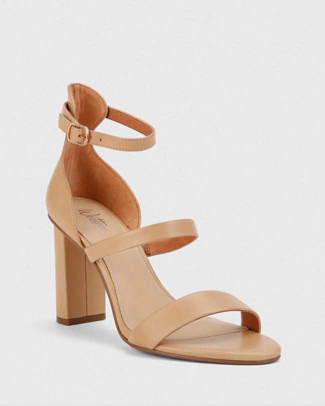 Wittner Rivera Nude Leather Block Heel Sandal