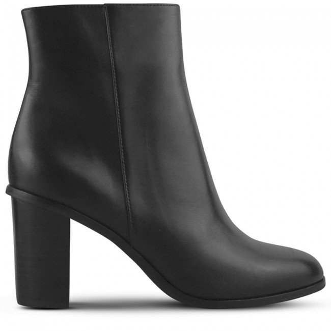 Wittner Royston Black Leather Block Heel Ankle Boot