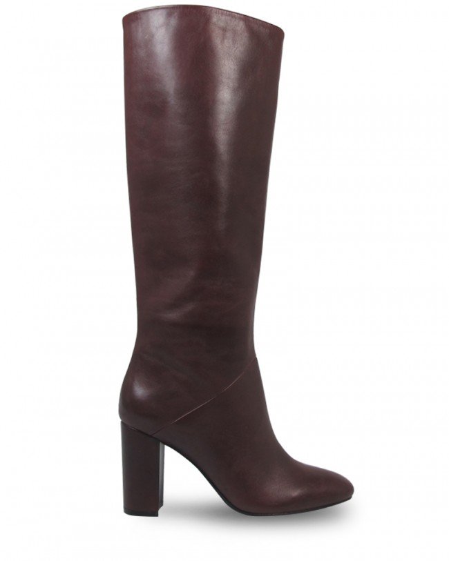 Wittner Sherman Burgundy Leather Block Heel Knee High Boot