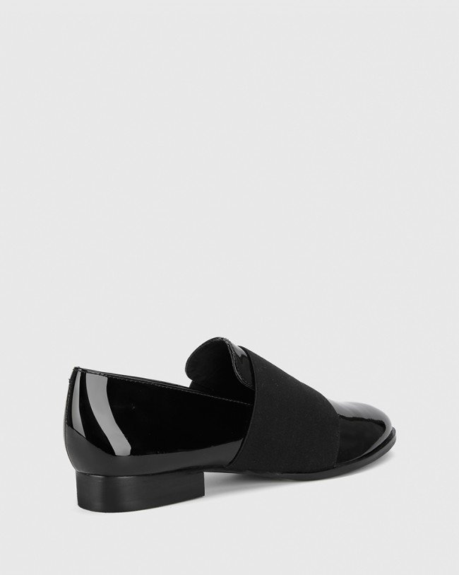 Wittner Dorina Black Patent Round Toe Slip On Loafer
