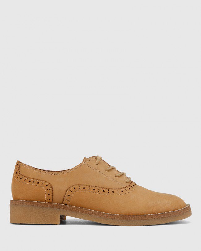 Wittner Jacquin Caramel Nubuck Leather Lace Up Brogue