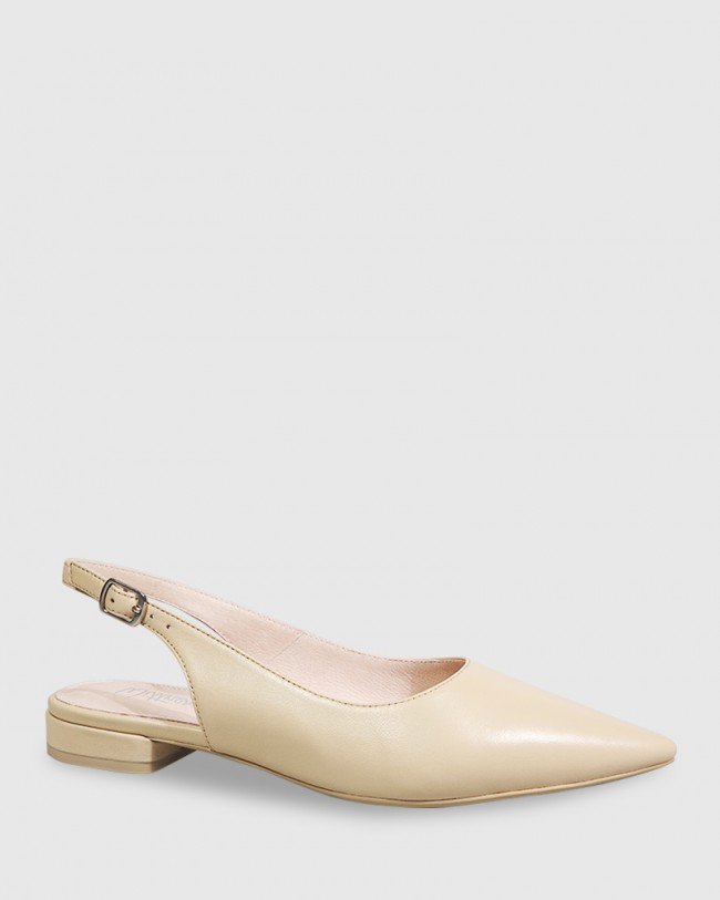 Wittner Misty Honey Leather Pointed Toe Slingback Flat