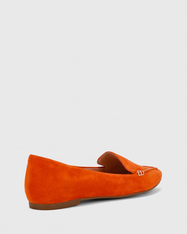 Wittner Packer Burnt Orange Nubuck Leather Pointed Toe Flat