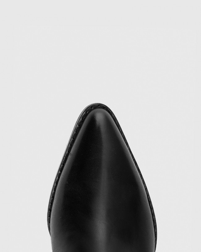 Wittner Kymberly Black Nappa Leather Block Heel Ankle Boot