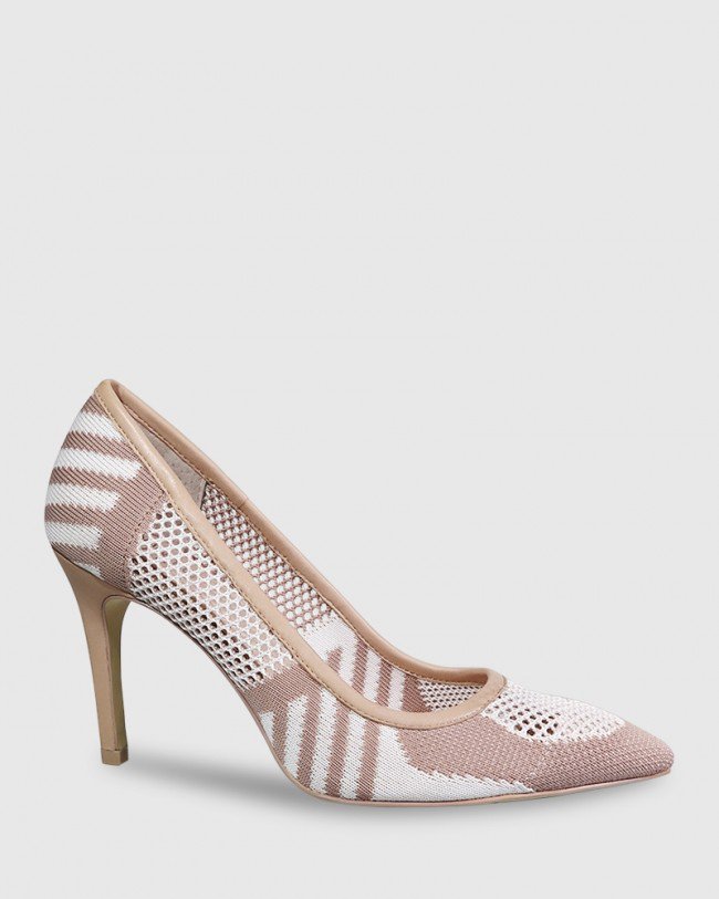 Wittner Harman Nude & White Knit Pointed Toe Stiletto Heel