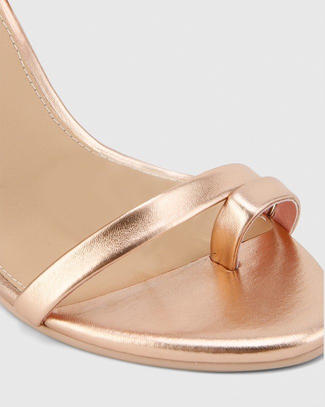 Wittner Regeena Rose Gold Metalic Leather Block Heel Sandal