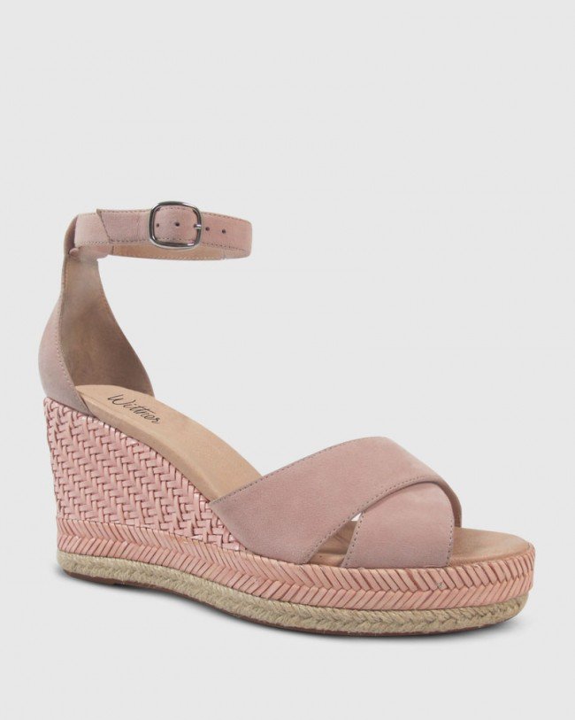 Wittner Valeria Dusty Rose Suede Open Toe Wedge