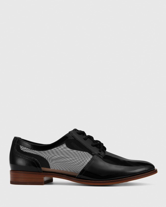 Wittner Hektor Black Leather Mesh Cut Out Brogue