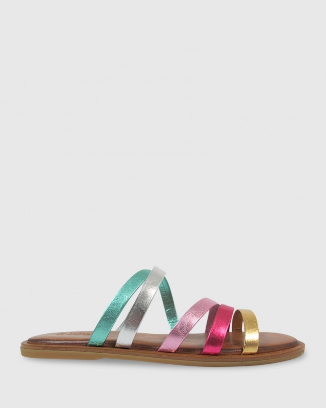 Wittner Karen Multi Metallic Leather Flat Slide