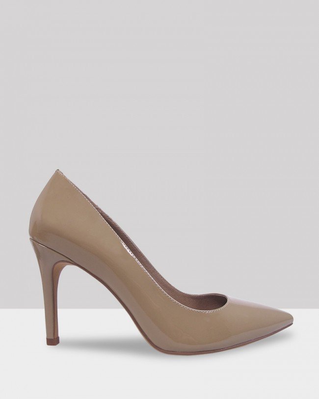 Wittner Harman Taupe Patent Pointed Toe Stiletto Heel