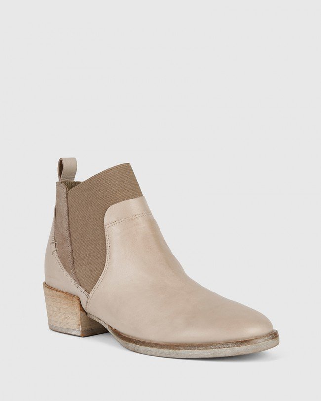Wittner Memphis Grey Leather and Suede Gusset Ankle Boot