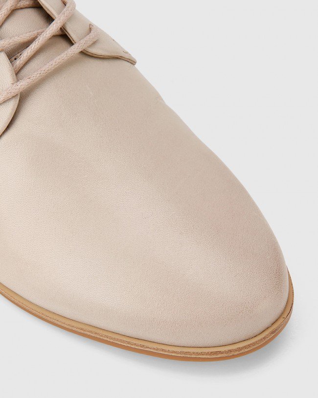 Wittner Cecelia Grey Leather Low Wedge Lace Up Brogue