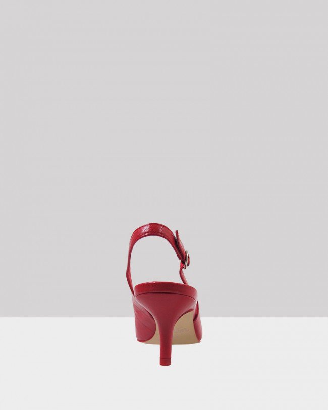 Wittner Nancie Red Leather Pointed Toe Slingback Mid Heel