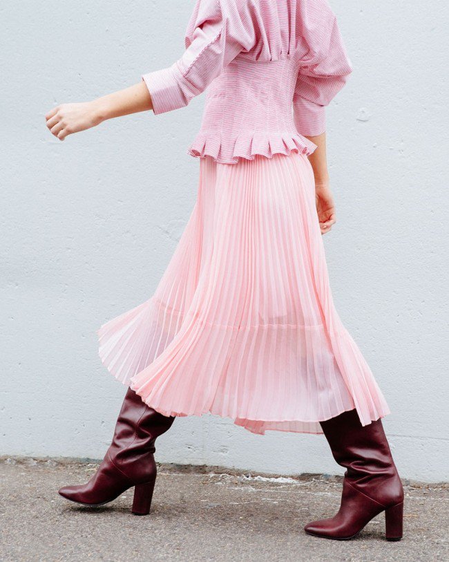 Wittner Sherman Burgundy Leather Block Heel Knee High Boot