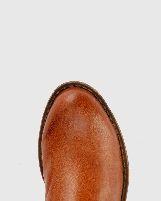 Wittner Dan Brandy Nappa Leather Round Toe Ankle Boot