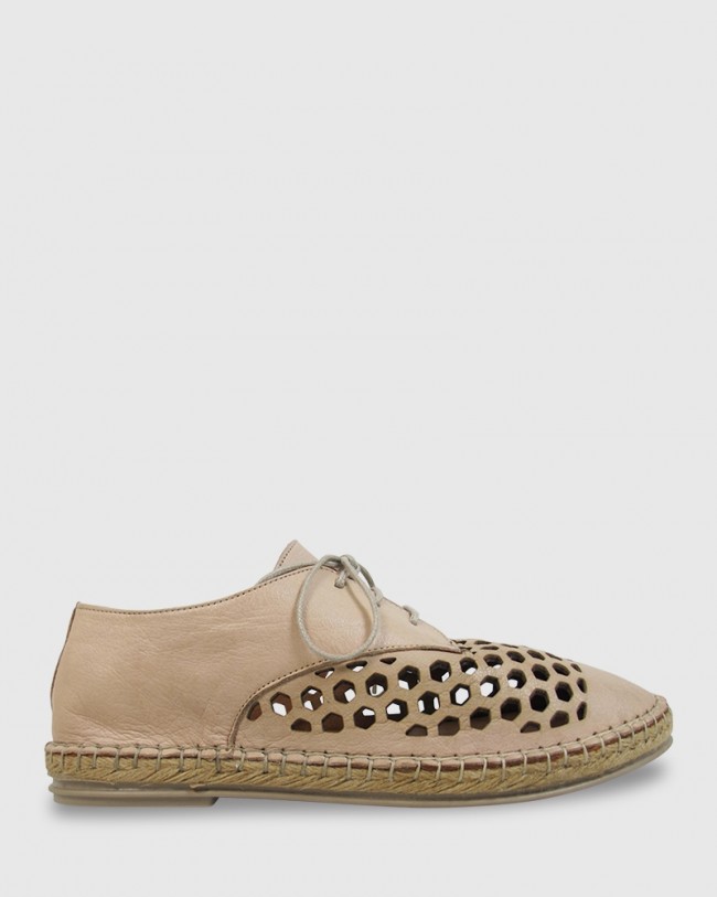 Wittner Kabrina Nude Leather Perforated Espadrille Brogue
