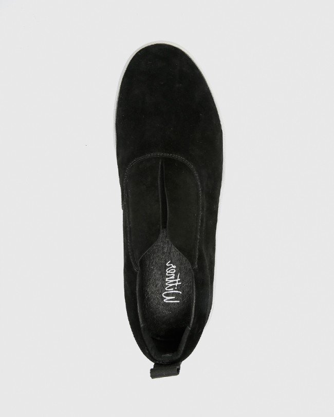 Wittner George Black Suede Leather Slip On Sneaker