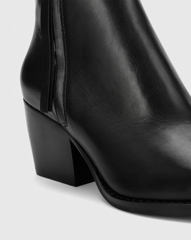 Wittner Kymberly Black Nappa Leather Block Heel Ankle Boot