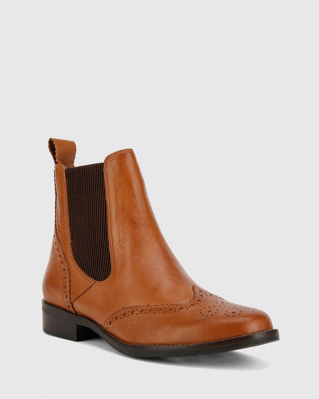 Wittner Camilo Dark Cognac Scotch Leather Ankle Boot