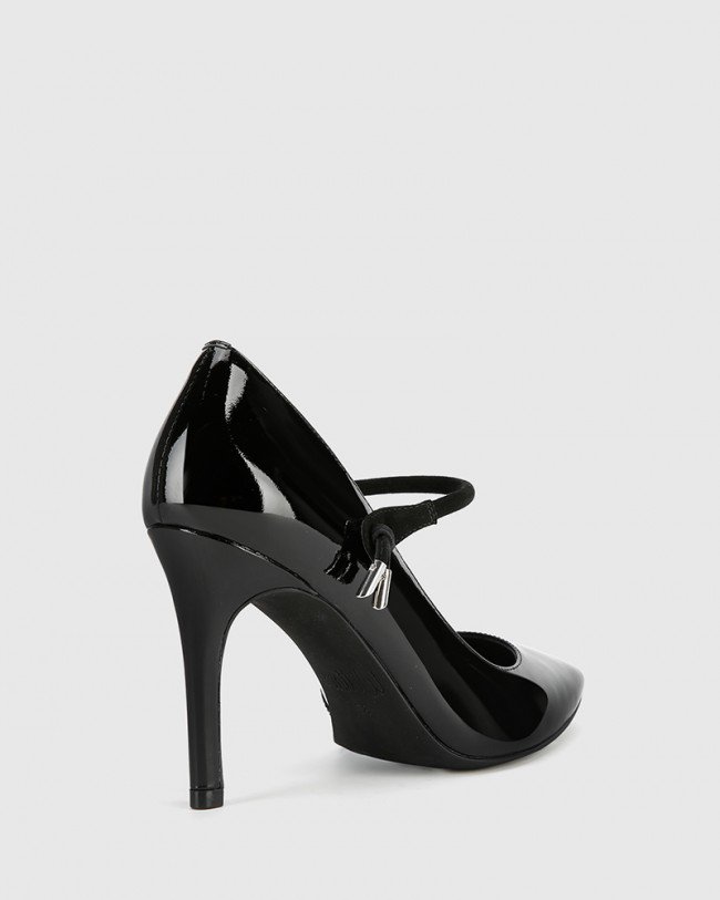 Wittner Hanner Black Patent & Suede Leather Stiletto Heel