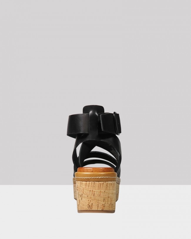 Wittner Rudd Black Leather Flatform Sandal