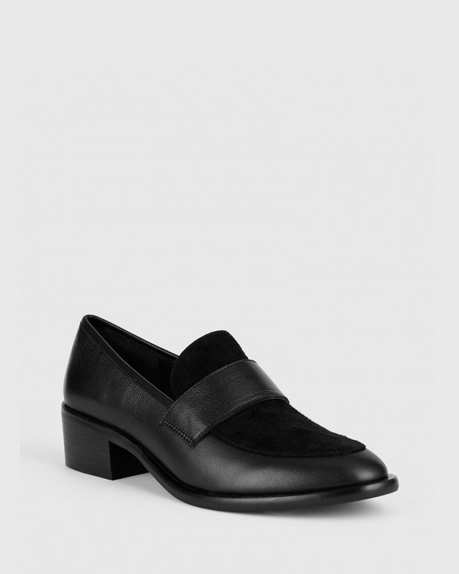 Wittner Fallon Black Leather Almond Toe Loafer