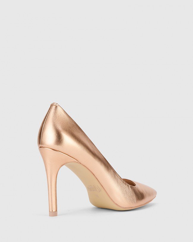 Wittner Harman Rose Gold Leather Pointed Toe Stiletto Heel