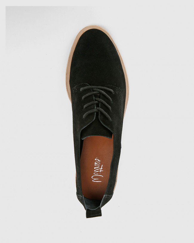 Wittner Fernanda Black Suede Block Heel Almond Toe