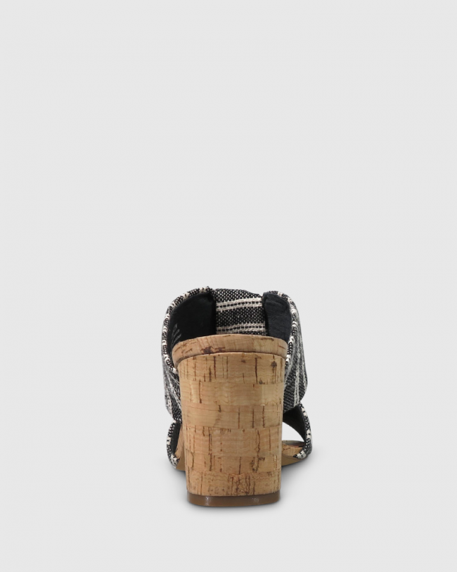 Wittner Caralyn Black Woven Knot Block Heel Sandal