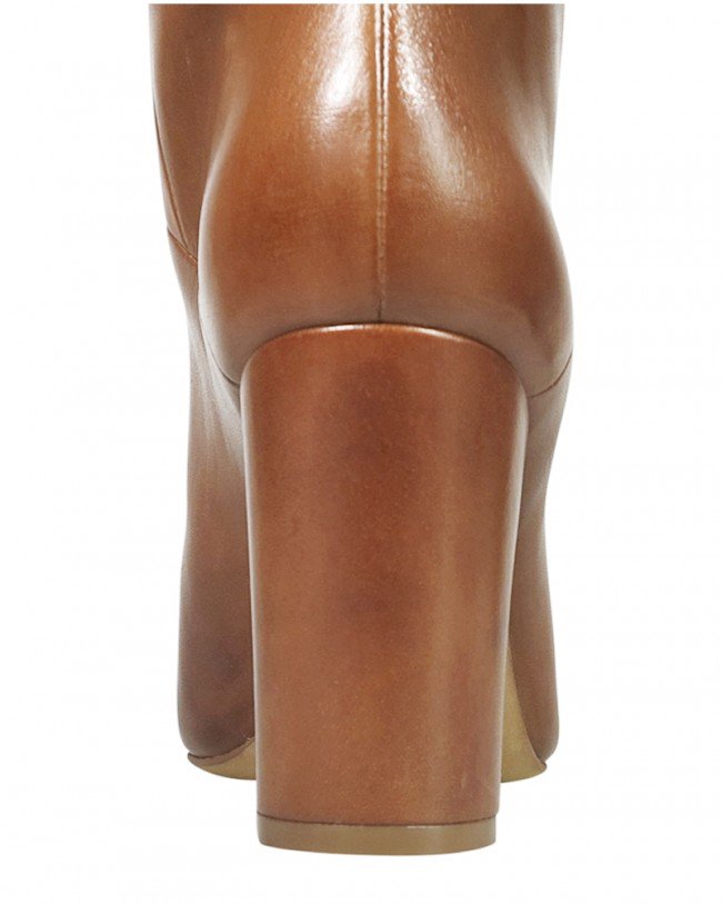 Wittner Sherman Cognac Leather Block Heel Knee High Boot