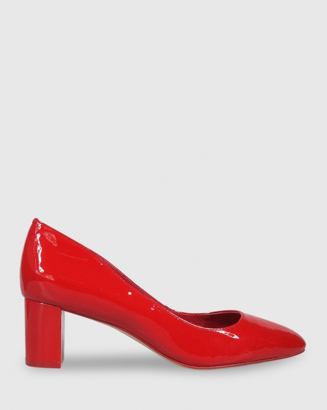 Wittner Monte Red Patent Round Toe Block Heel