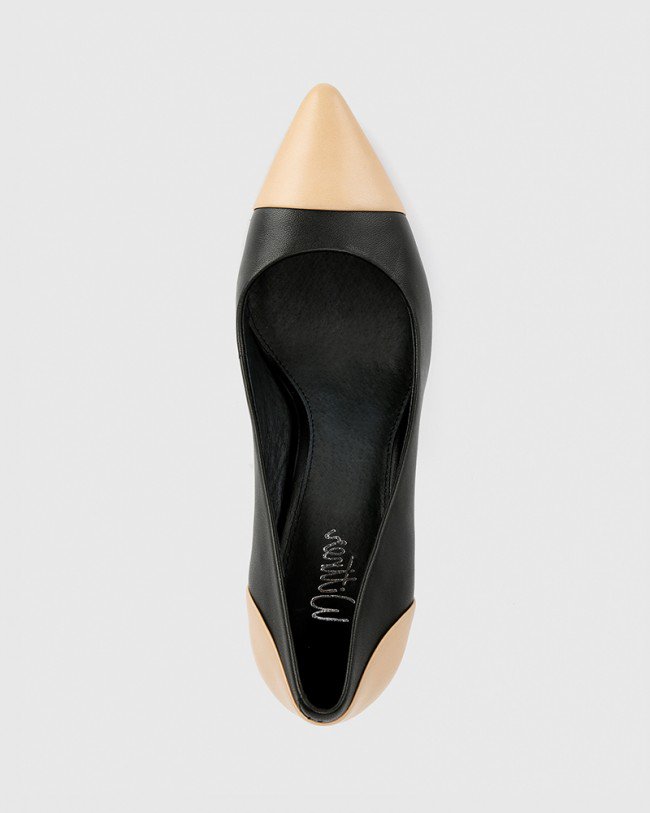 Wittner Haddow Black and Natural Leather Pointed Toe Stiletto Heel