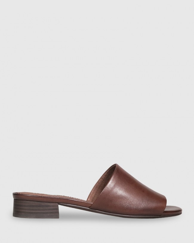 Wittner Bowman Dark Brown Leather Open Toe Slide