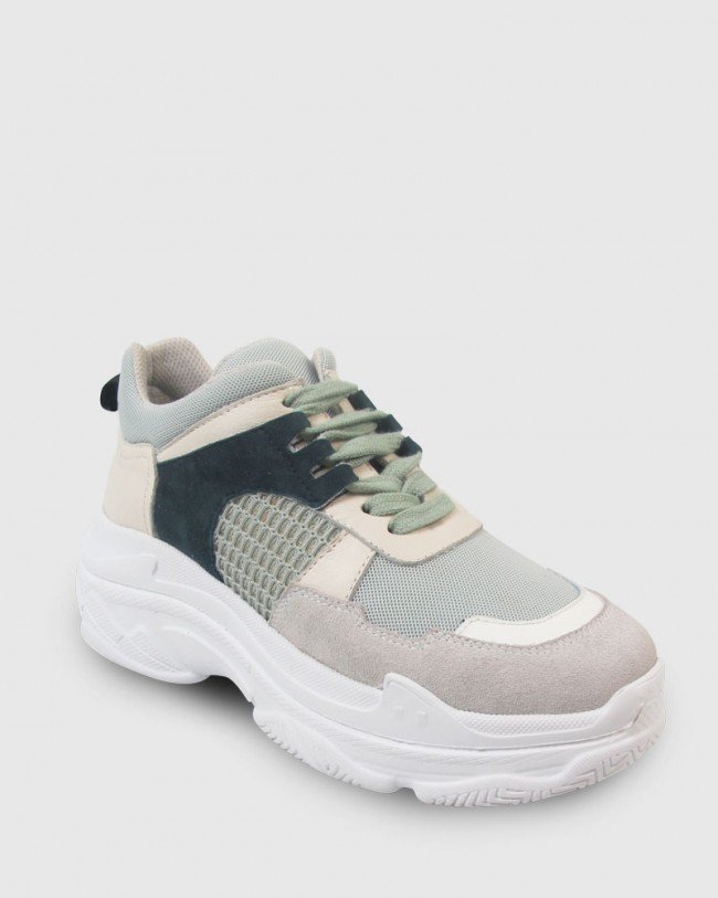 Wittner Arlington Mint & Cream Suede Chunky Sneaker