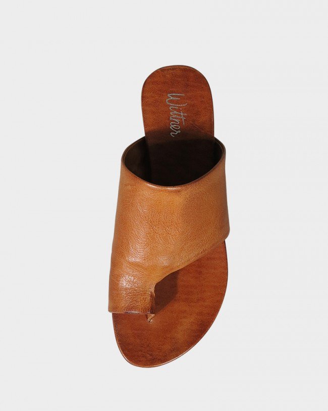 Wittner Lang Coconut Leather Open Toe Flat Slide