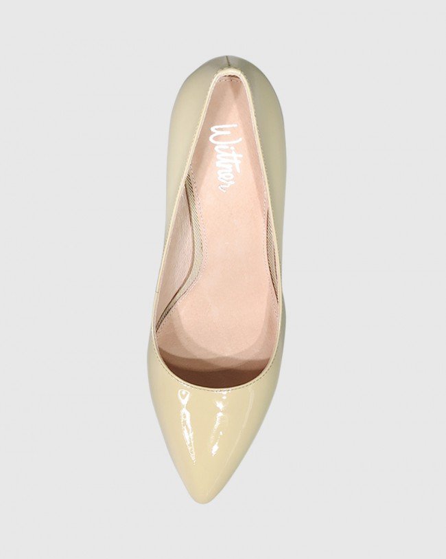 Wittner Julienne Honey Patent Almond Toe Mid Heel