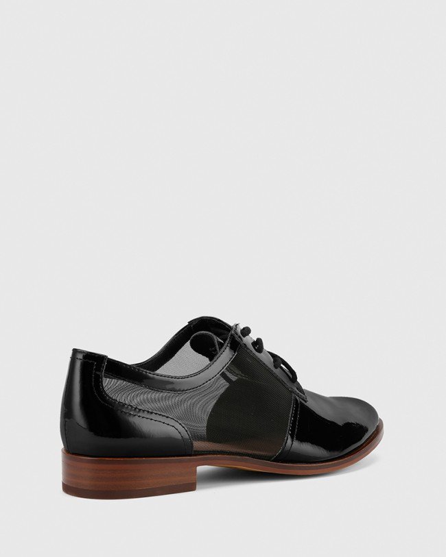 Wittner Hektor Black Leather Mesh Cut Out Brogue