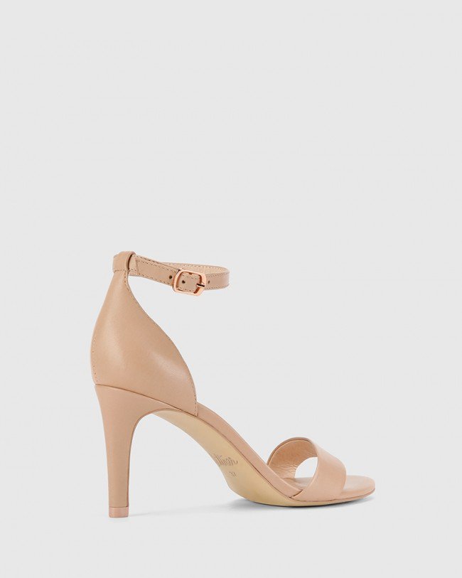 Wittner Imina Nude Leather Ankle Strap Stiletto Heel Sandal