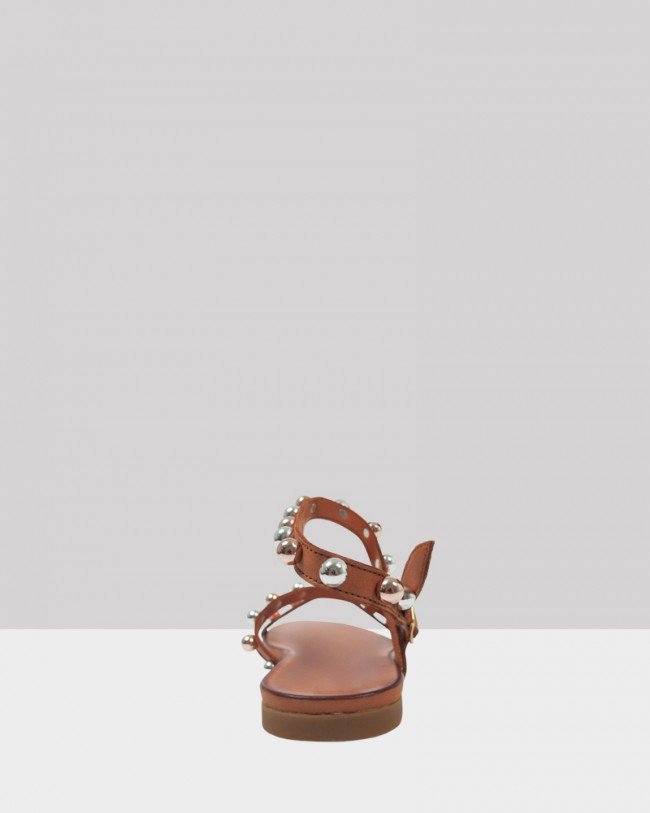 Wittner Kalisha Coconut Leather Strappy Stud Detail Flat Sandal