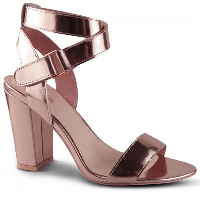 Wittner Ralexx Rose Mirror Patent Open Toe Block Heel